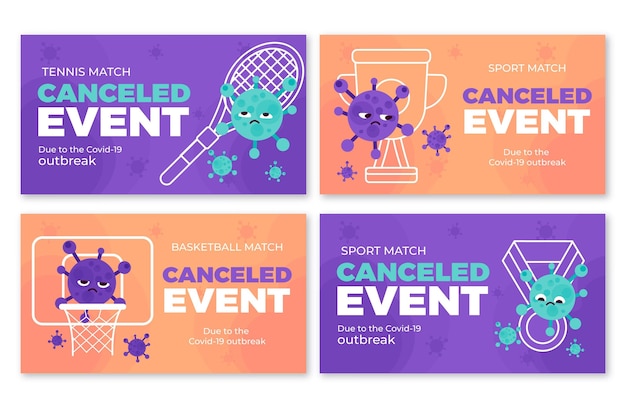 Free Vector Set Of Banners For Cancelled Sporting Events