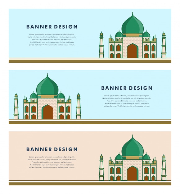 Premium Vector | Set of banners template with islamic design