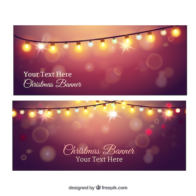 Set of banners with christmas lights | Free Vector