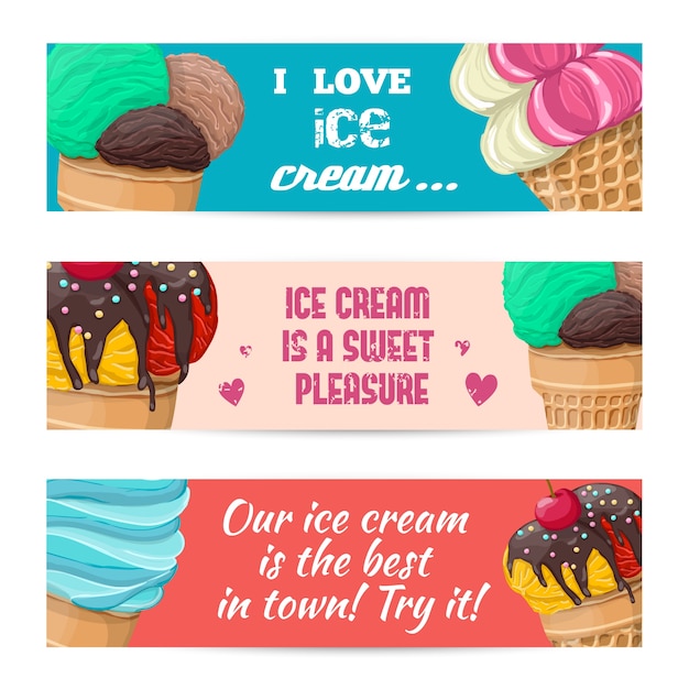 Premium Vector | Set of banners with ice-cream