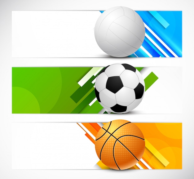 Premium Vector | Set of banners with sport balls