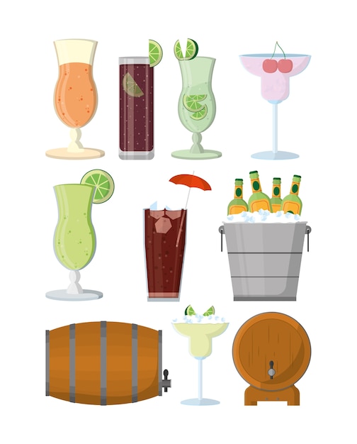 Set of bar drinks vector illustration graphic design | Premium Vector