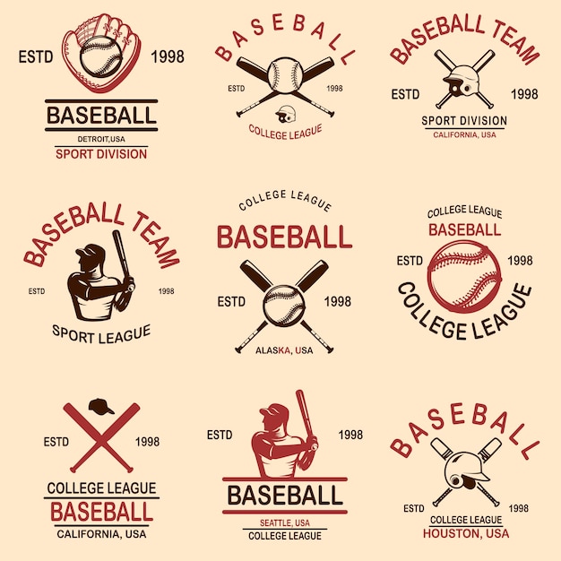 Premium Vector | Set of baseball emblems.