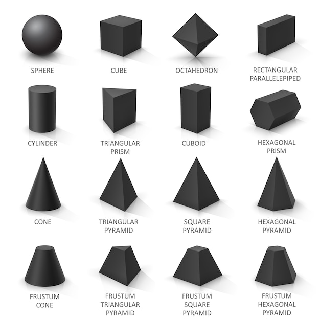 Download Set of basic 3d shapes | Premium Vector