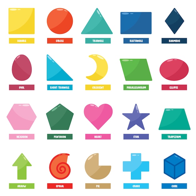 Set Of Basic Geometric Shapes Premium Vector