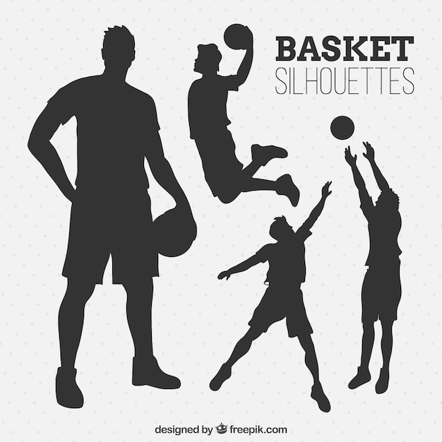 Download Set of basketball players silhouettes | Free Vector