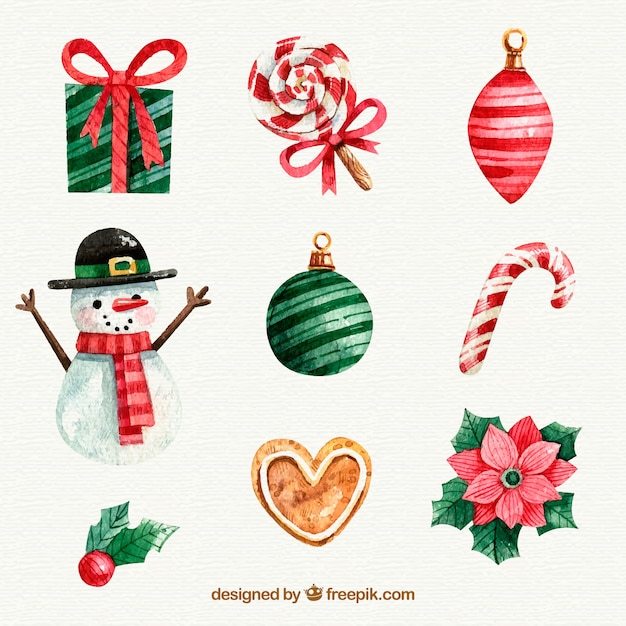 Download Set of beautiful decorative christmas elements Vector ...