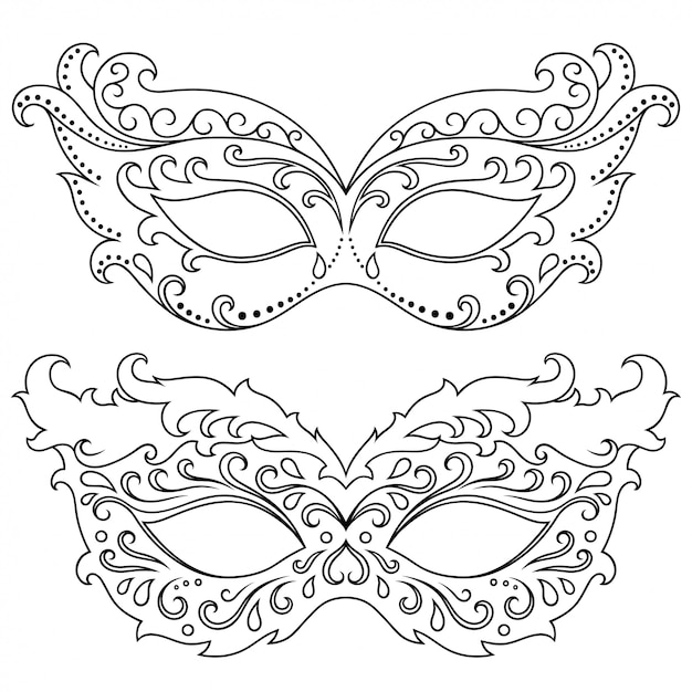 Set of beautiful festival masks for celebrating halloween, new year ...