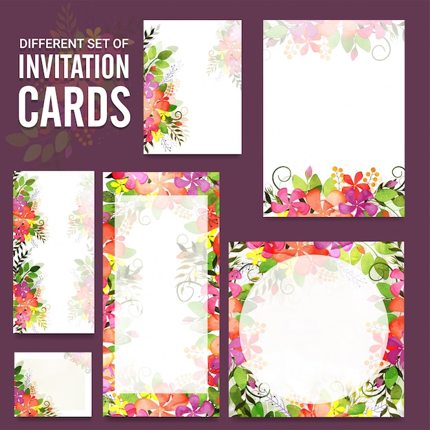 Set of beautiful invitation cards design. | Premium Vector