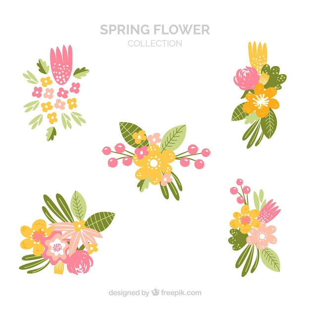 Free Vector | Set of beautiful spring flowers