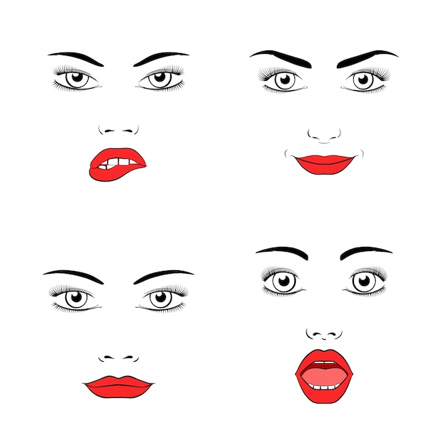 Download Free Vector | Set of beautiful woman face silhouette ...