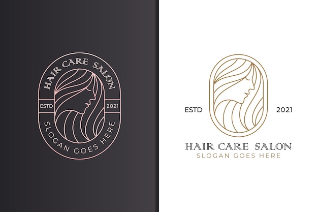 Premium Vector Set Of Beauty And Woman Hair Salon Logo Beauty Long Hair Logo Line Art Style