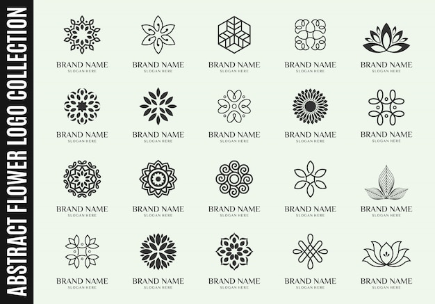 Set of best abstract flower logo collections | Premium Vector