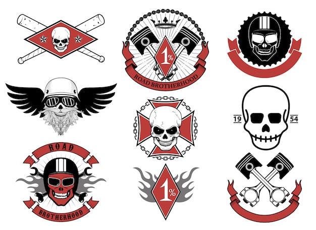 Premium Vector | Set of biker badges and emblems.