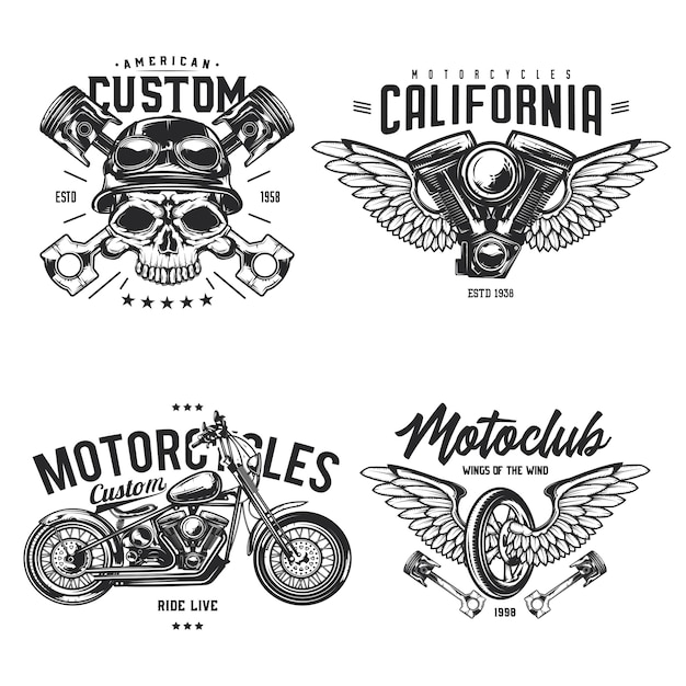 Download Free Download Free Set Of Biker And Motorcycle Emblems Labels Badges Use our free logo maker to create a logo and build your brand. Put your logo on business cards, promotional products, or your website for brand visibility.