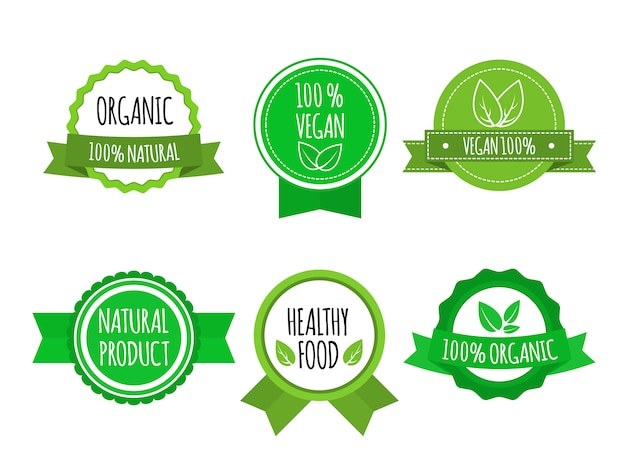 Download Free Set Of Bio Healthy Food Badges Vegan Organic Logos Vector Use our free logo maker to create a logo and build your brand. Put your logo on business cards, promotional products, or your website for brand visibility.