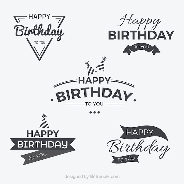 Download Free Vector | Set of birthday badges in retro style