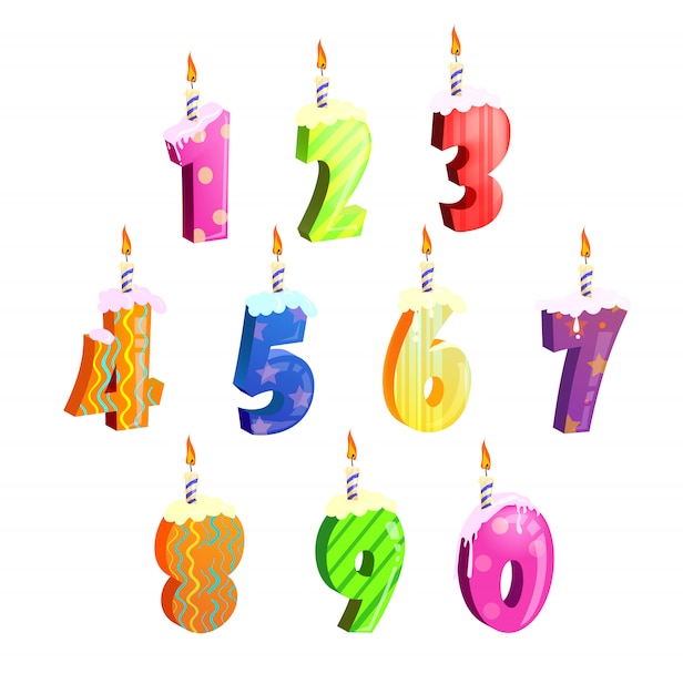 Download Set of birthday cake numbers Vector | Free Download