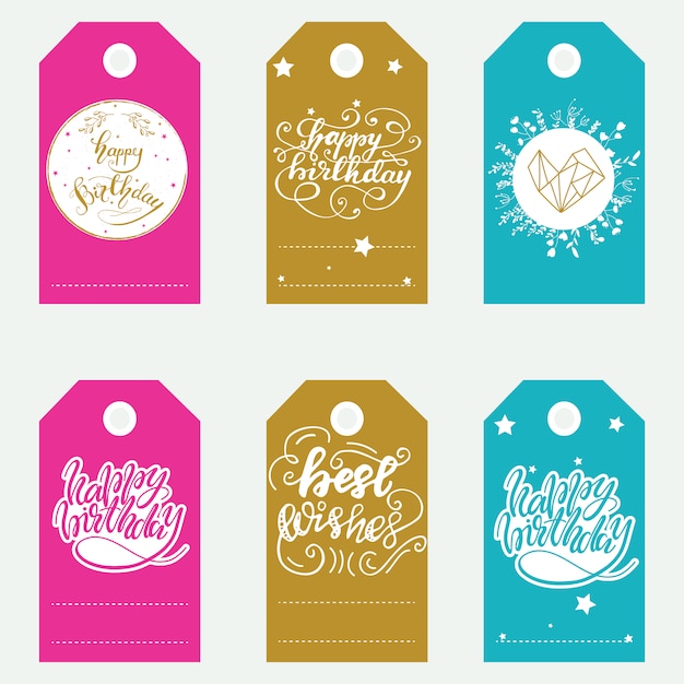 Download Set of birthday gift tags. vector illustration. Vector ...