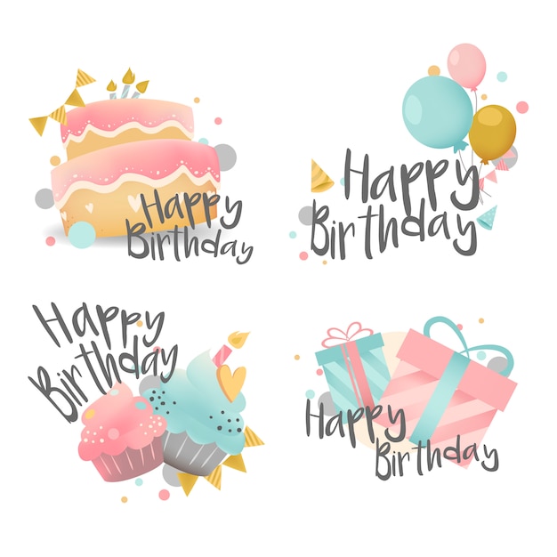 Set of birthday wishes design vector | Free Vector