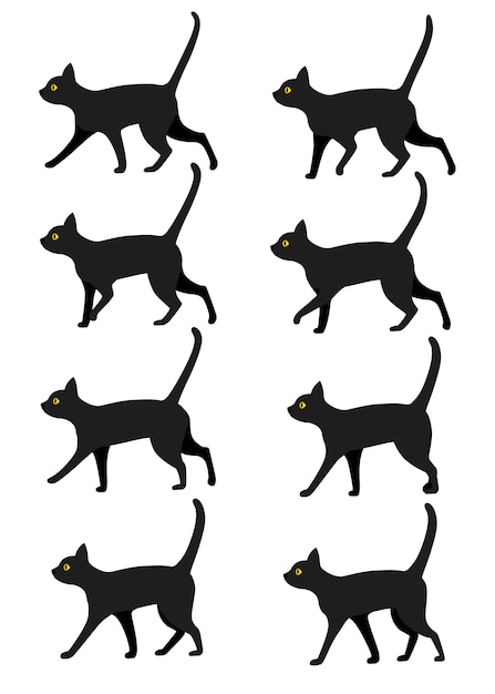 Premium Vector | Set of black cat icon collection. black cat poses for ...