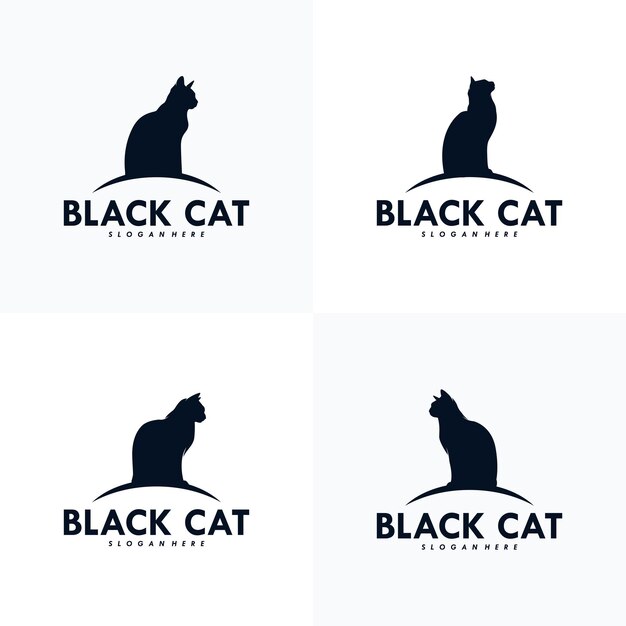 Premium Vector | Set Of Black Cat Logo Design