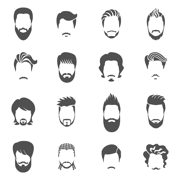 Premium Vector | Set of black hairstyle man