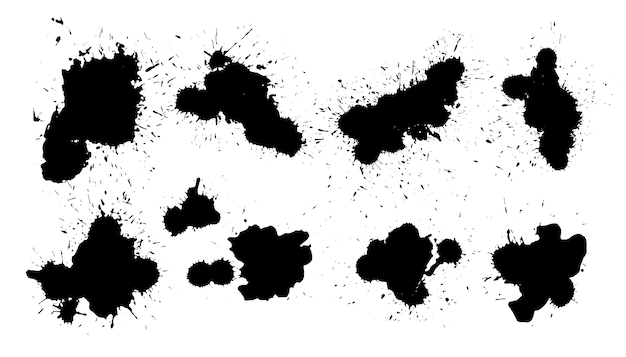 Free Vector Set Of Black Ink Splatter Texture Background