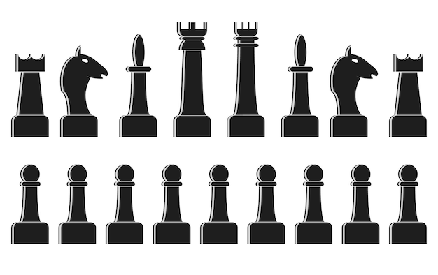 Premium Vector | Set of black silhouettes of chess. the intellectual ...