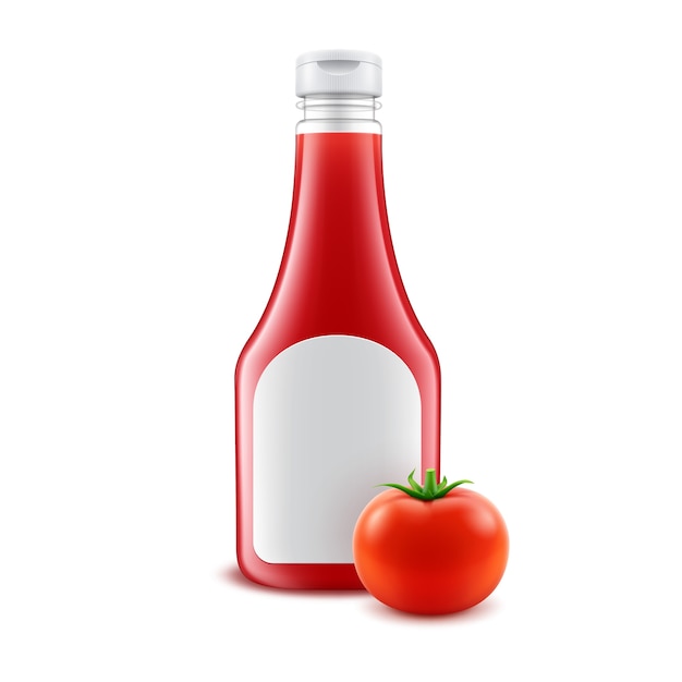 Download Premium Vector | Set of blank glass plastic red tomato ketchup bottle for branding with white ...