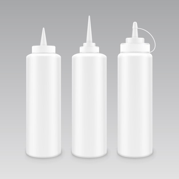 Premium Vector Set of blank plastic ketchup bottle