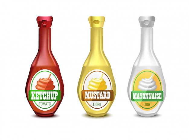 Download Set of blank plastic mayonnaise, mustard and ketchup ...