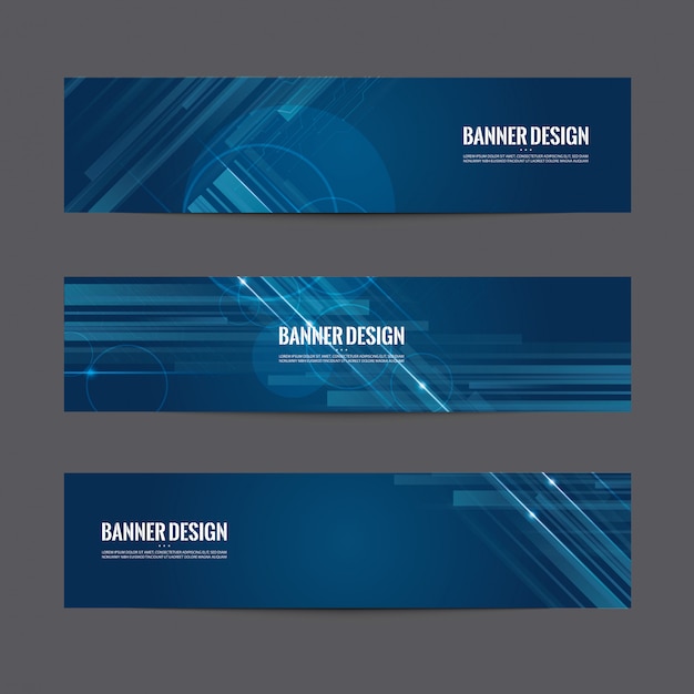 Premium Vector | Set of blue banner design