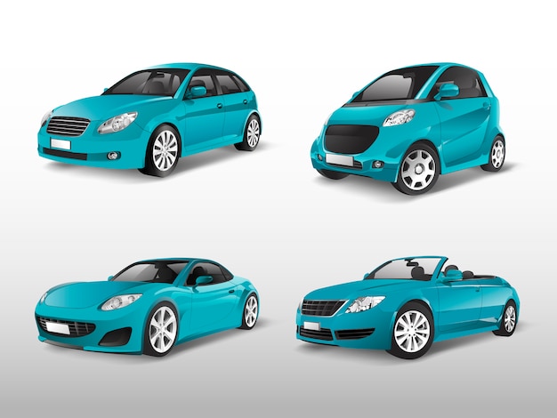 Set of blue car vectors | Free Vector