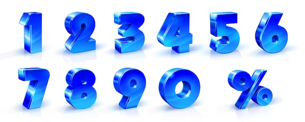 Set of blue numbers Premium Vector