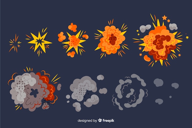 Set of bomb explosion effects | Free Vector