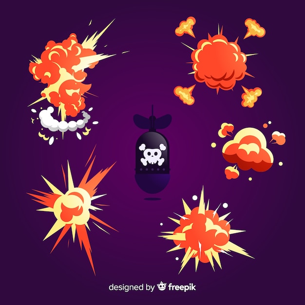 Free Vector | Set of bomb explosion effects