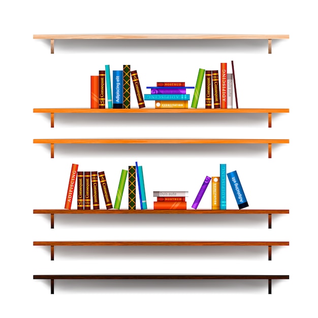 Premium Vector | Set of bookshelves