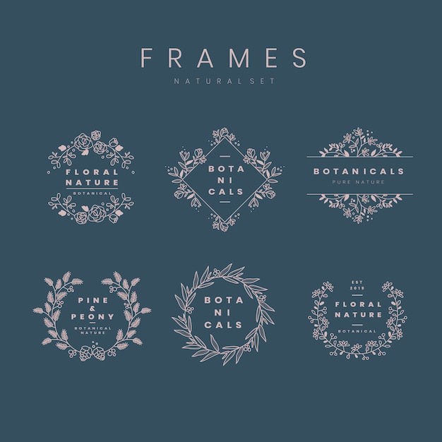 Set of botanical frame design elements vector Free Vector