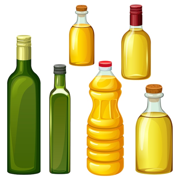 Premium Vector Set Of Bottles With Vegetable Oils