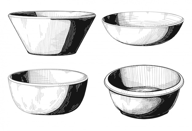 Premium Vector | Set of bowls. bowl isolated on white background.