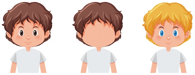Download Set of boy with different hair color Vector | Free Download
