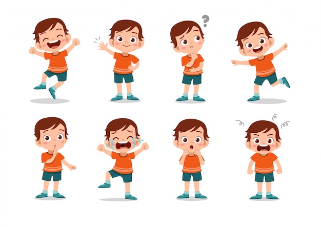 Set of boys characters Premium Vector