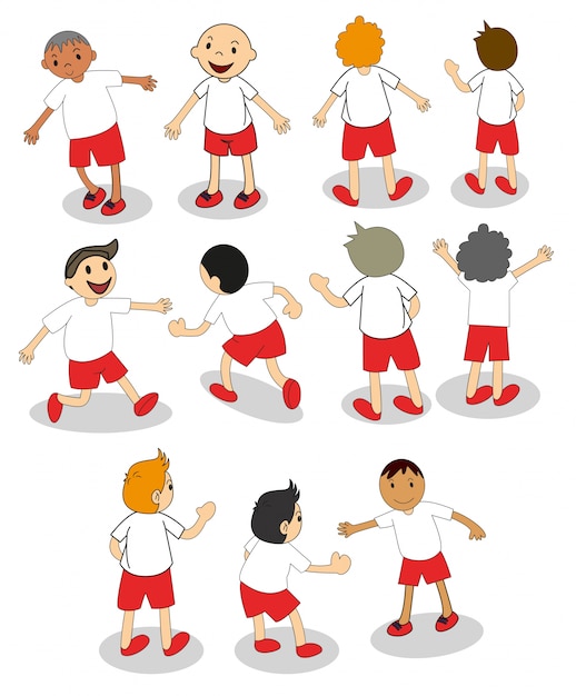 Download Set of boys playing | Free Vector