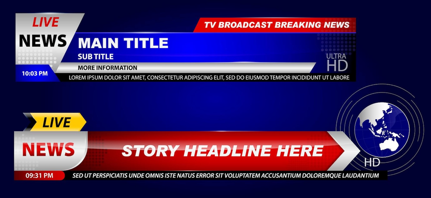 Premium Vector Set of breaking news template tv or banner template