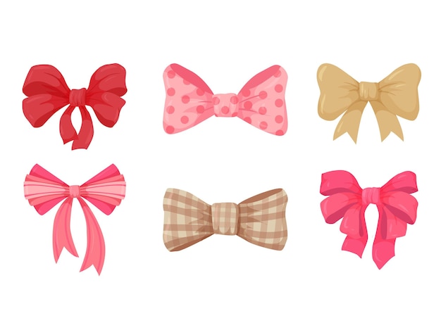 Premium Vector | A set of bright bows from ribbons. decor for the holidays.