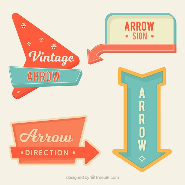 Free Vector | Set of bright vintage arrow signs