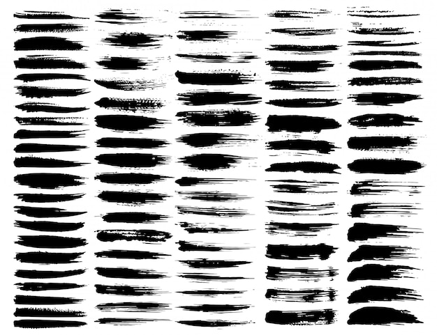 Download Set of brush strokes, black ink grunge brush strokes ...