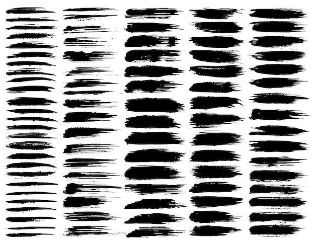 Download Premium Vector | Set of brush strokes, black ink grunge ...