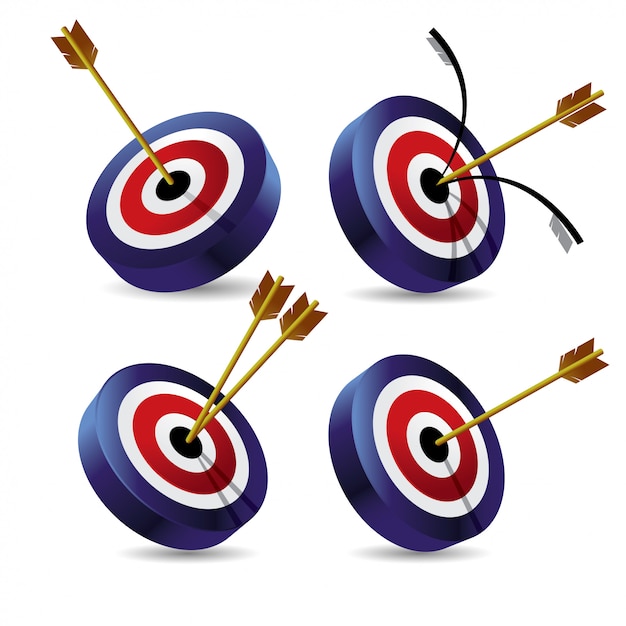 Set of bullseye 3d icon vector illustration Premium Vector